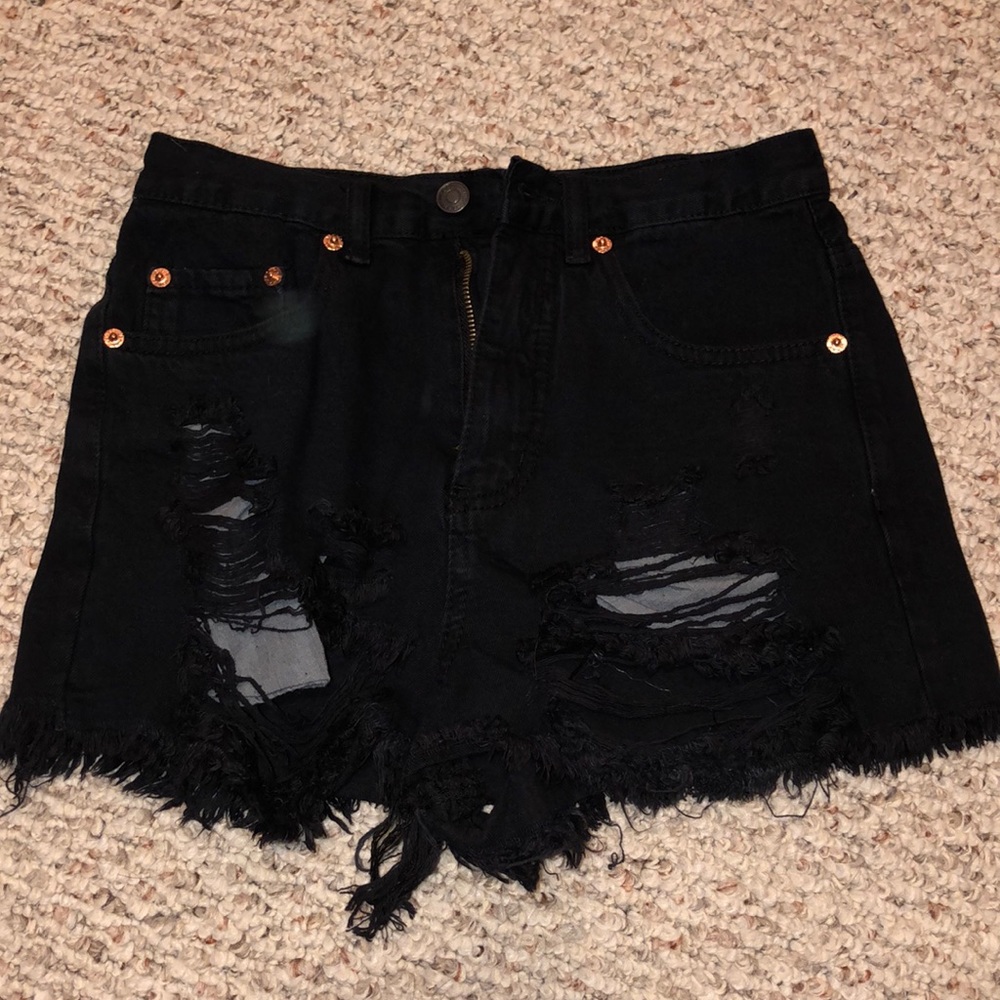 Black Denim Shorts